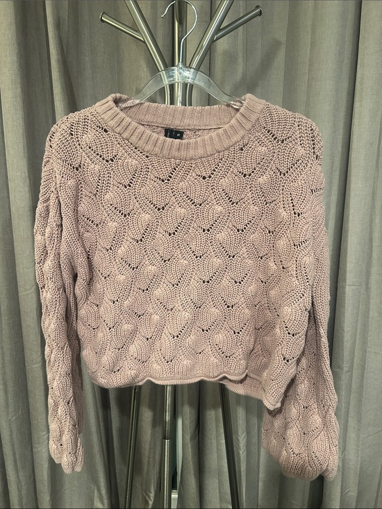 moon & madison Sweaters - moon & madison Dusty Mauve Open-Stitch Crewneck Sweater